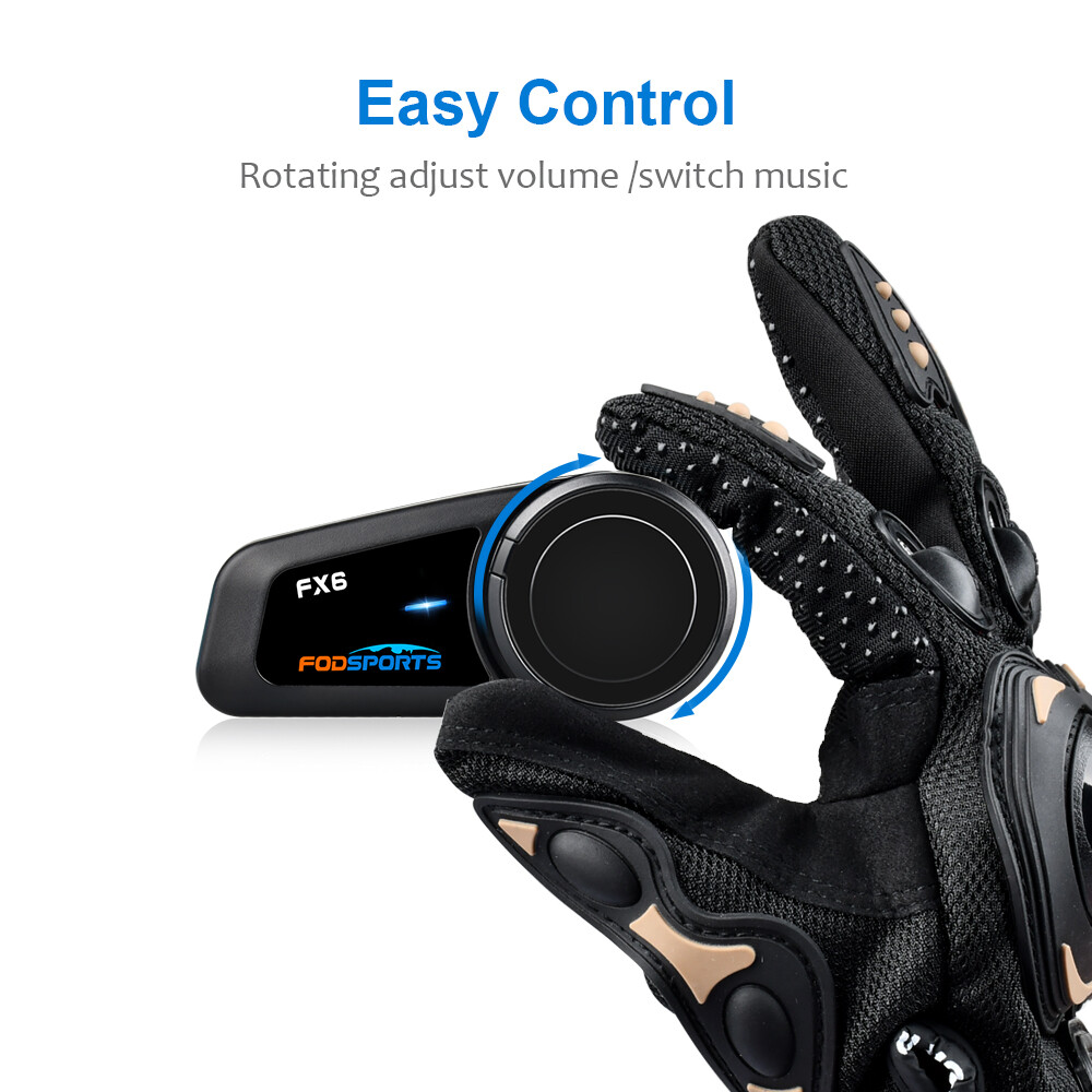 2X 1000M Motorcycle Intercom 6 Riders Communication BT Bluetooth Helmet Headset