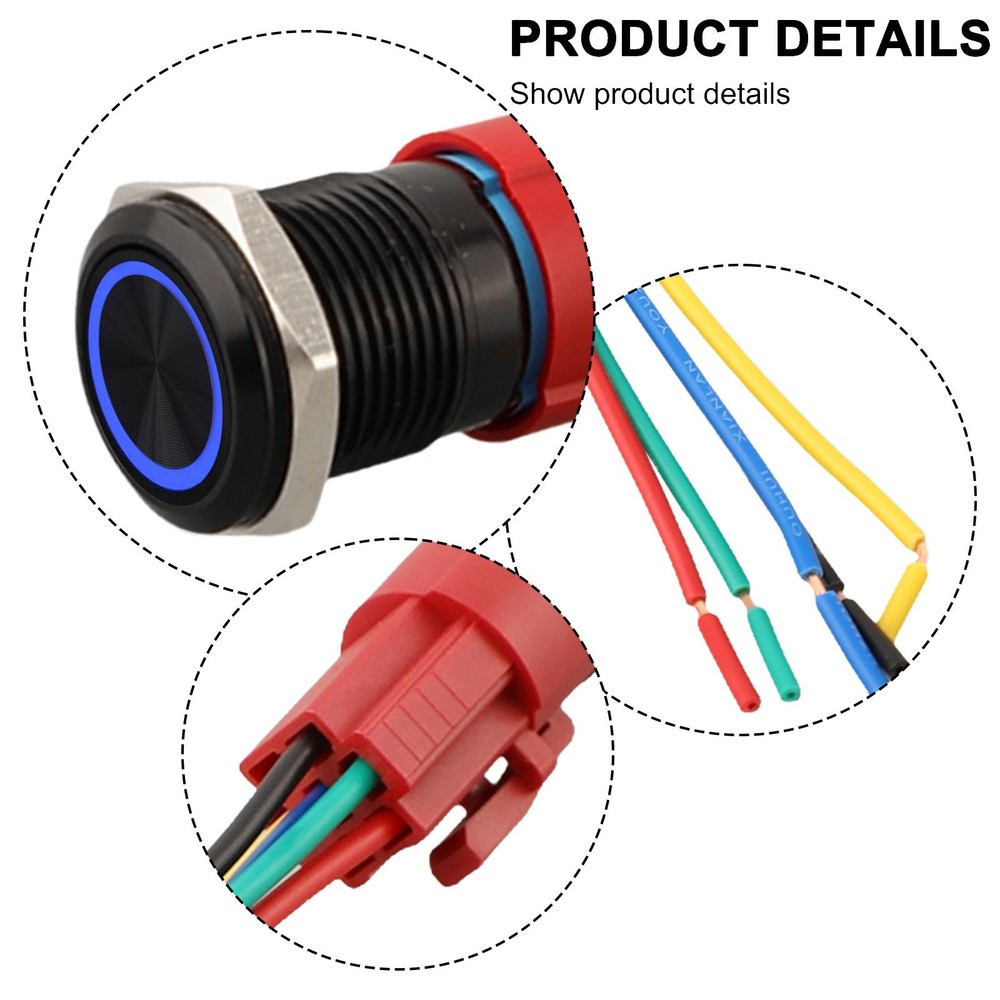 16mm Metal Latching Push Button Switch with LED Indicator 12V Waterproof