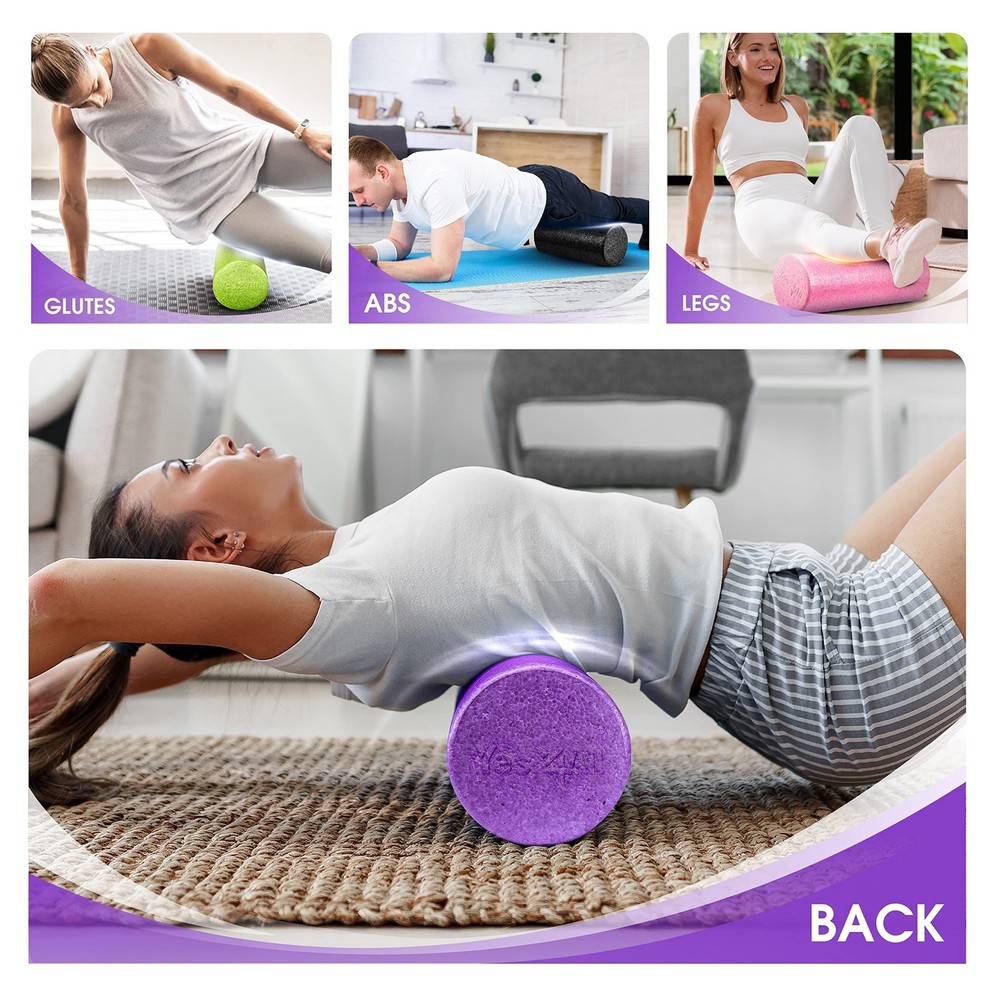 Yes4All High-Density EPP Round Back Roller Foam, Exercise Foam Roller for Yog...