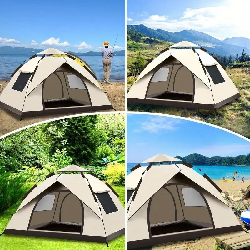 3-4 Person Automatic Camping Tent Hiking Instant Canopy Pop Up Tents Waterproof