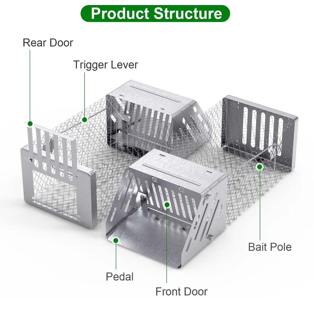 Humane Rat Trap, Automatic Continuous Live Animal Cage Trap That Work for Ind...