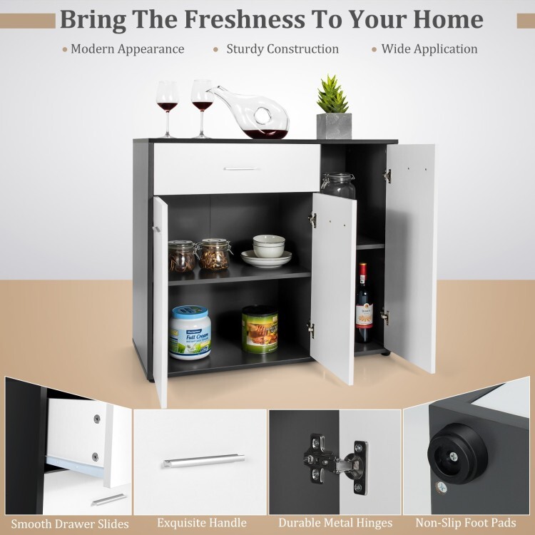 Kitchen Sideboard Storage Buffet cupboard Cabinet w/3-Position Adjustable Shelf