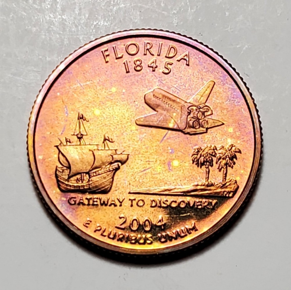 TONED 2004 S FLORIDA STATE QUARTER CLAD PROOF UNC #C6980