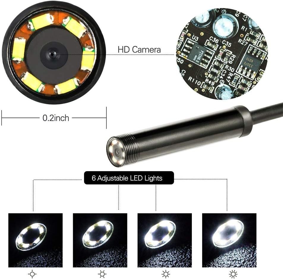 HD Snake Pipe Camera - 1.5M USB Endoscope with LED Lights for Android Devices