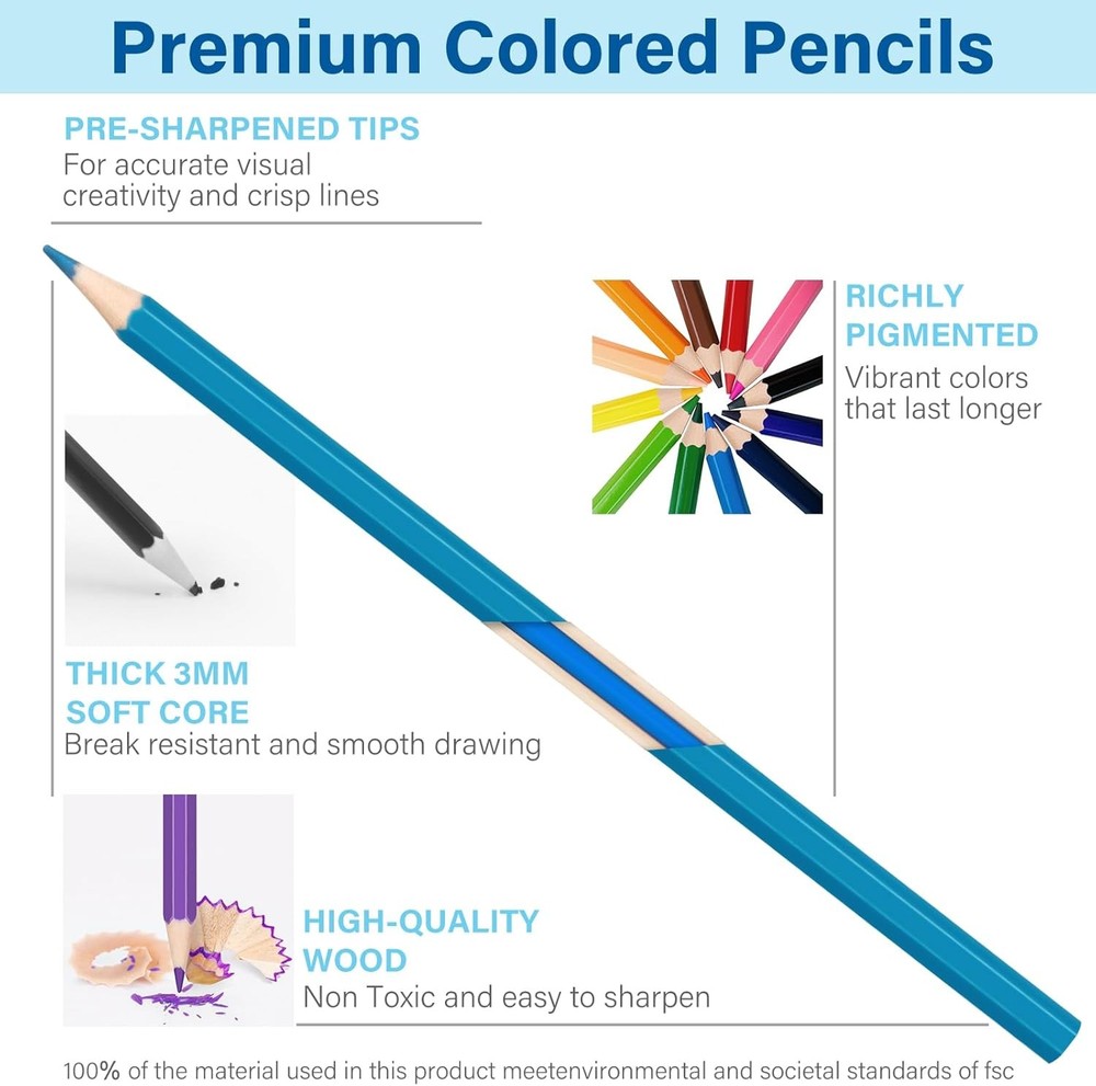 V-Opitos 48 Pack Colored Pencils Set, Pre-sharpened Coloring Multicolor