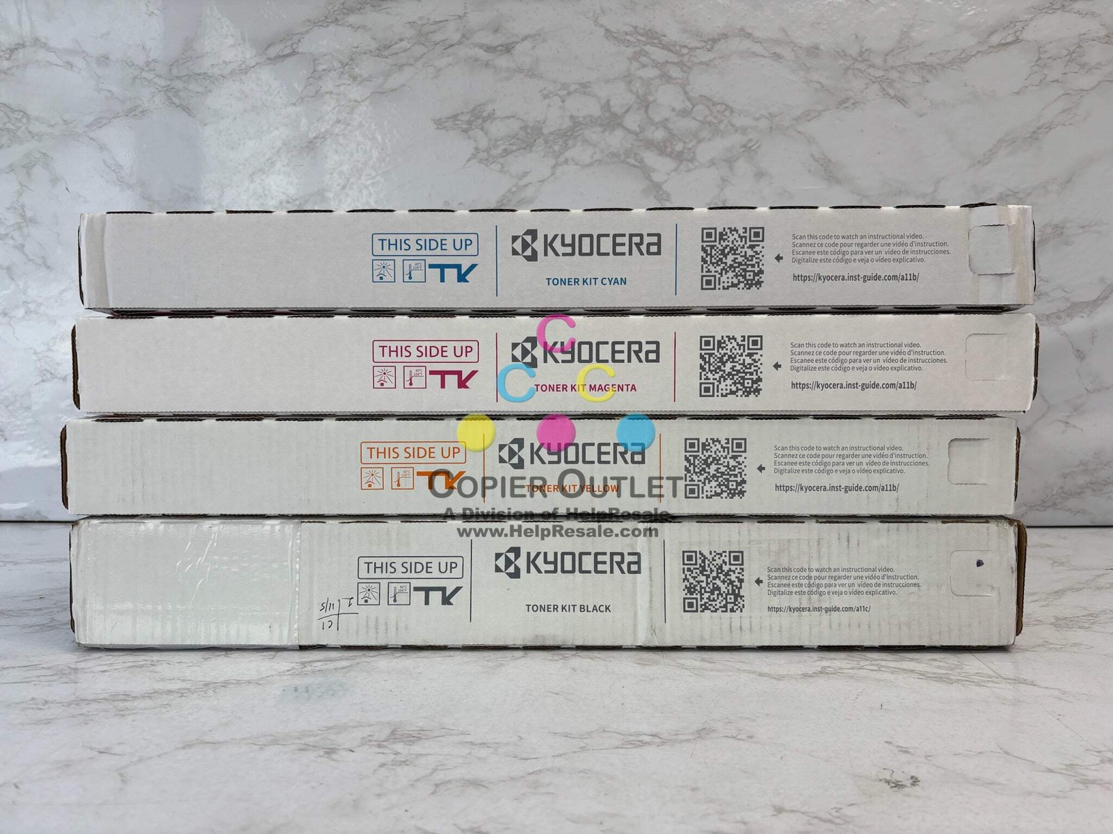 4 Genuine Kyocera TASKalfa 3554ci Cyan, Mag, Yellow & Black Toners TK-8377 CMYK