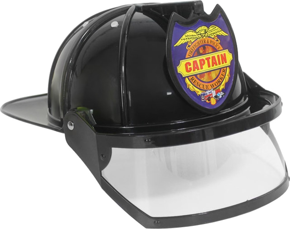 Child's Black Firefighter Hat With Eye Shield Costume Accessory