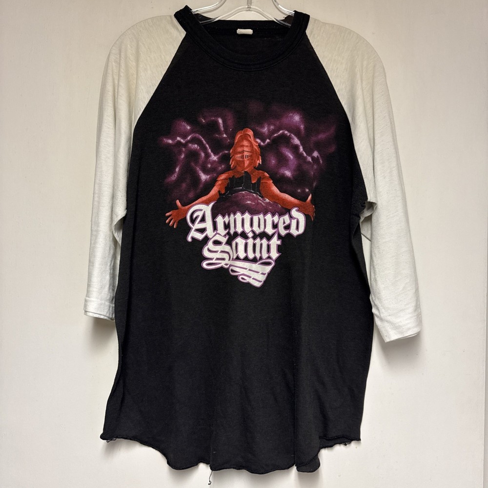 VTG Armored Saint 1984 Concert T Shirt Raglan Metal Metallica Anthrax Ozzy XL OG