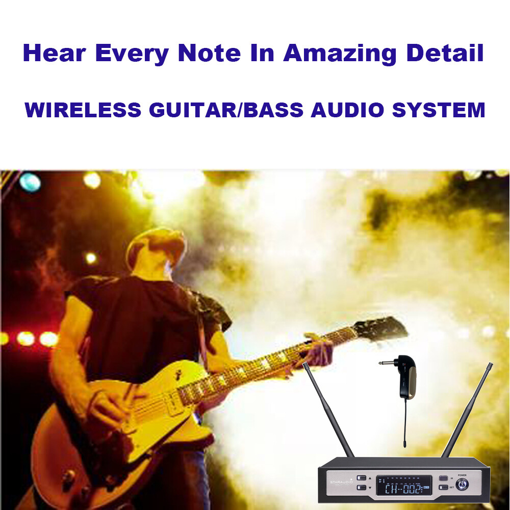 Wireless UHF Microphone System Stage Guitar Straight Angled plug Show Microphone