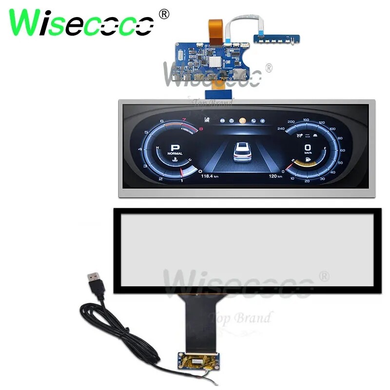 Wisecoco 12.3 Inch Touch Screen 1920x720 IPS LCD Screen Module USB-C Driver Boar