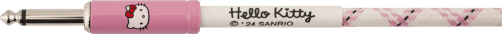 Fender X Hello Kitty Official 10' ft Instrument/Guitar Cable, Woven White/Pink