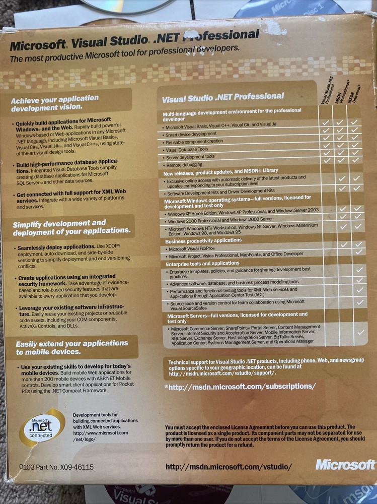 Microsoft Visual Studio .NET Professional 2003 Upgrade 1 User with Prod Key