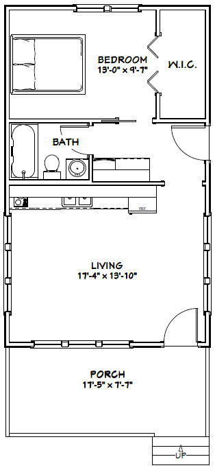 18x30 Tiny House -- 540 sq ft -- PDF Floor Plan - Model 4A