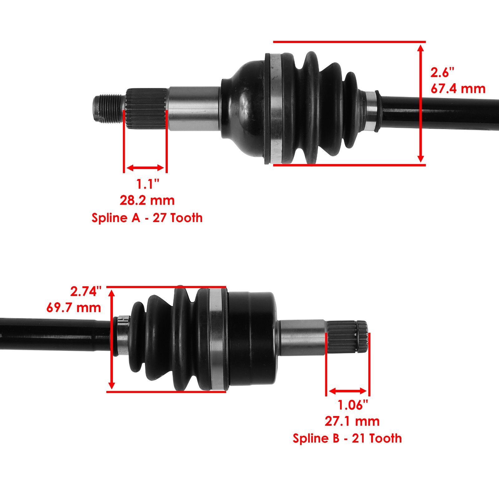 Front Right And Left CV Joint Axle for Yamaha Grizzly 700 YFM700 4WD Fi 2007-13