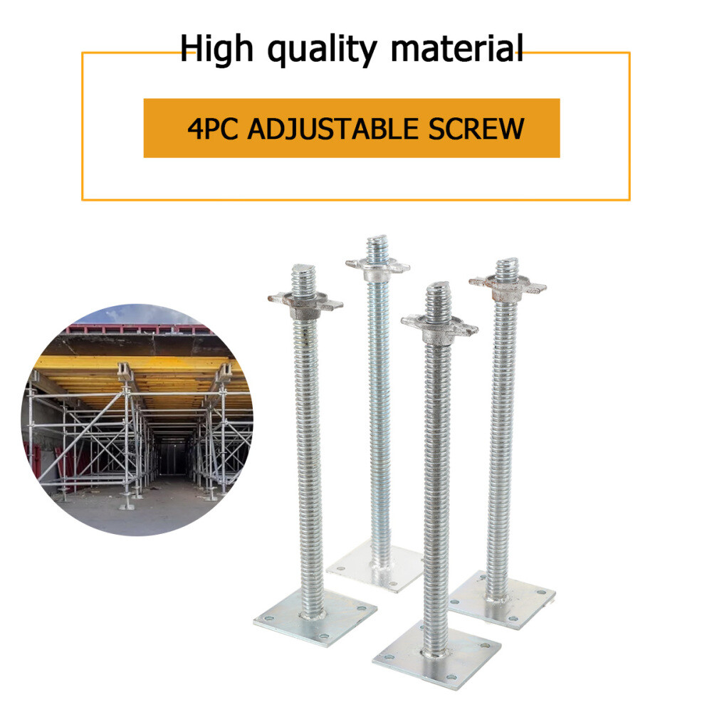 Adjustable Leveling Jacks 18" Scaffolding Solid Screw Jack with Base Plate 4Pcs
