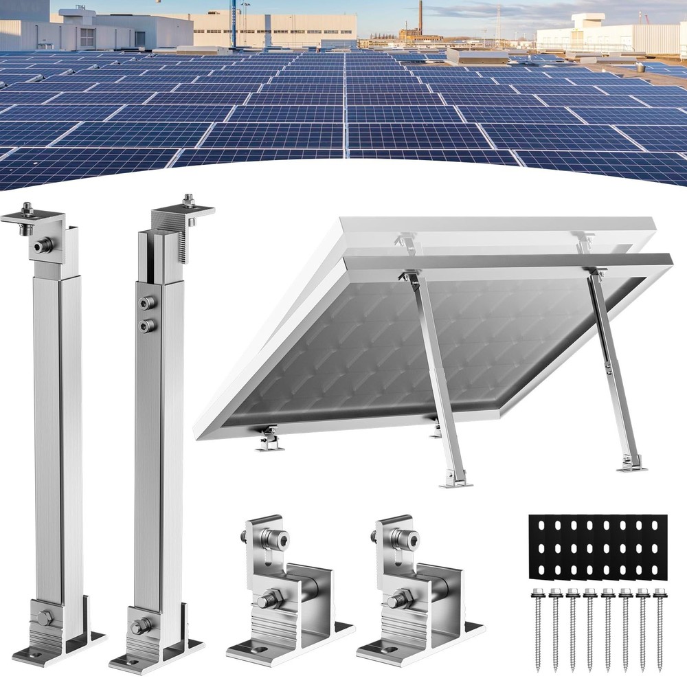 1 Set Adjustable Solar Panel Tilt Mount Brackets, Stand Systems Support 50W-400W
