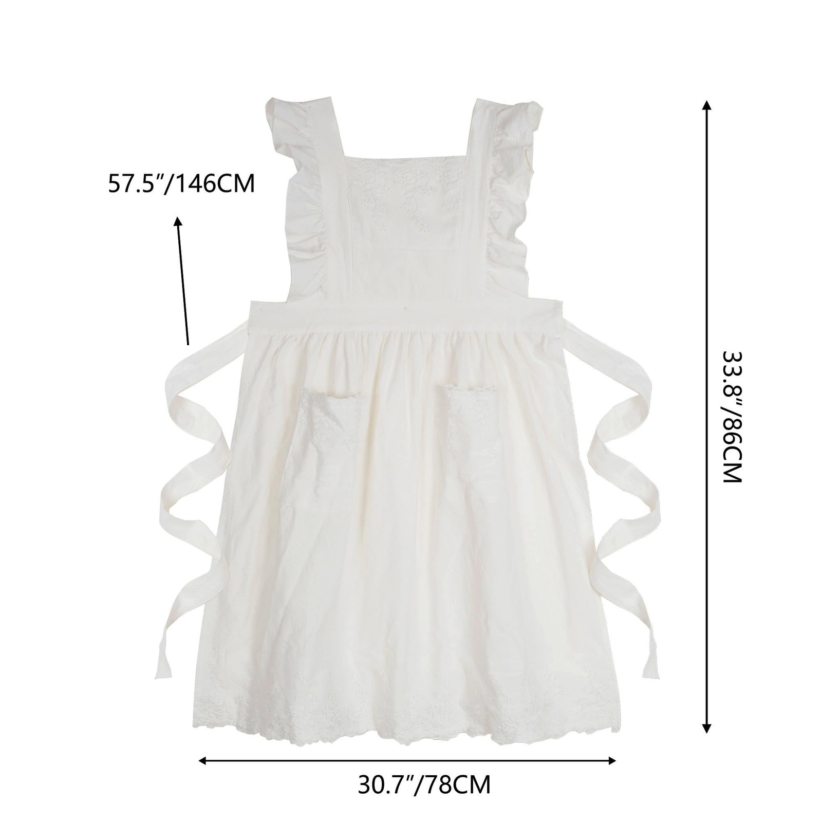 Vintage Aprons for Women with Pockets Cute Lace Ruffle Adjustable Apron for C...