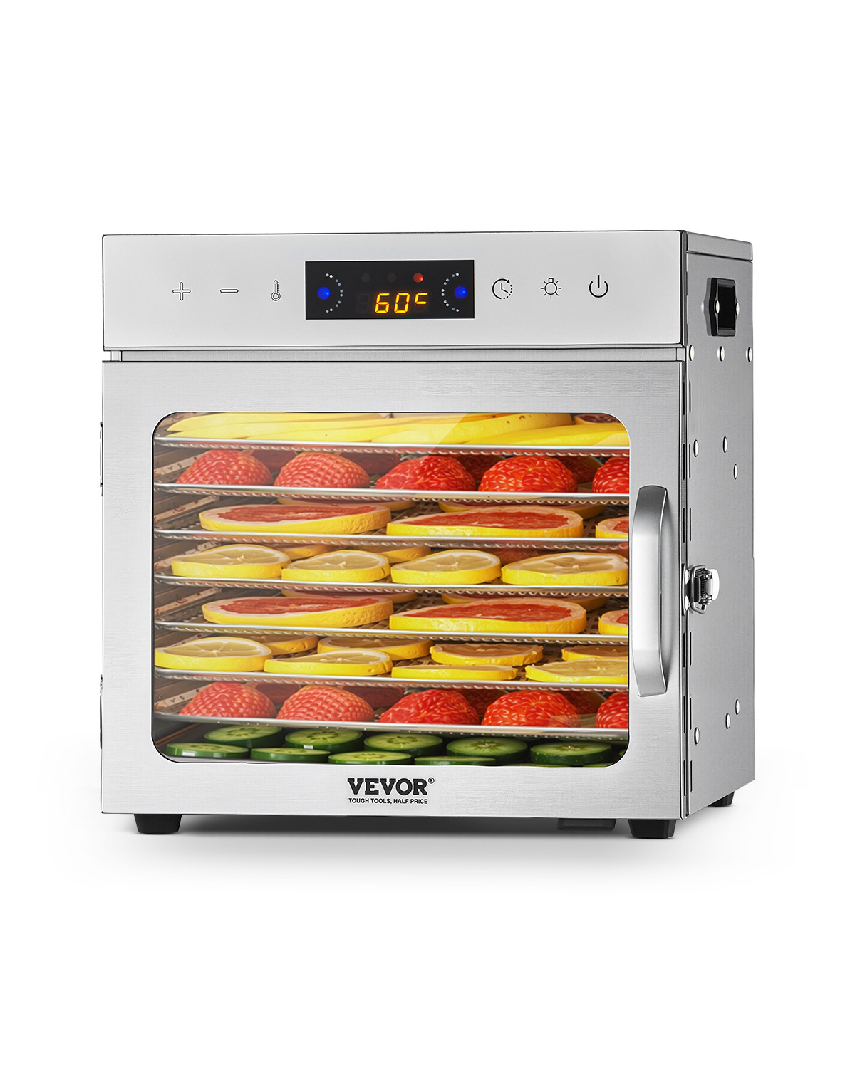 VEVOR Commercial 8 Trays Food Dehydrator Stainless Fruit Meat Jerky Drying Dryer
