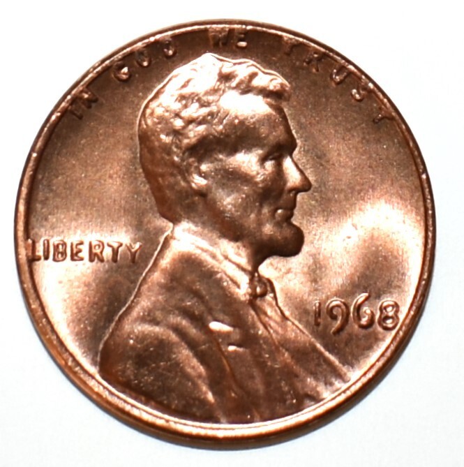 1968 Penny Error No Mint Mark P Red High Mint State Rim Collar DD Errors