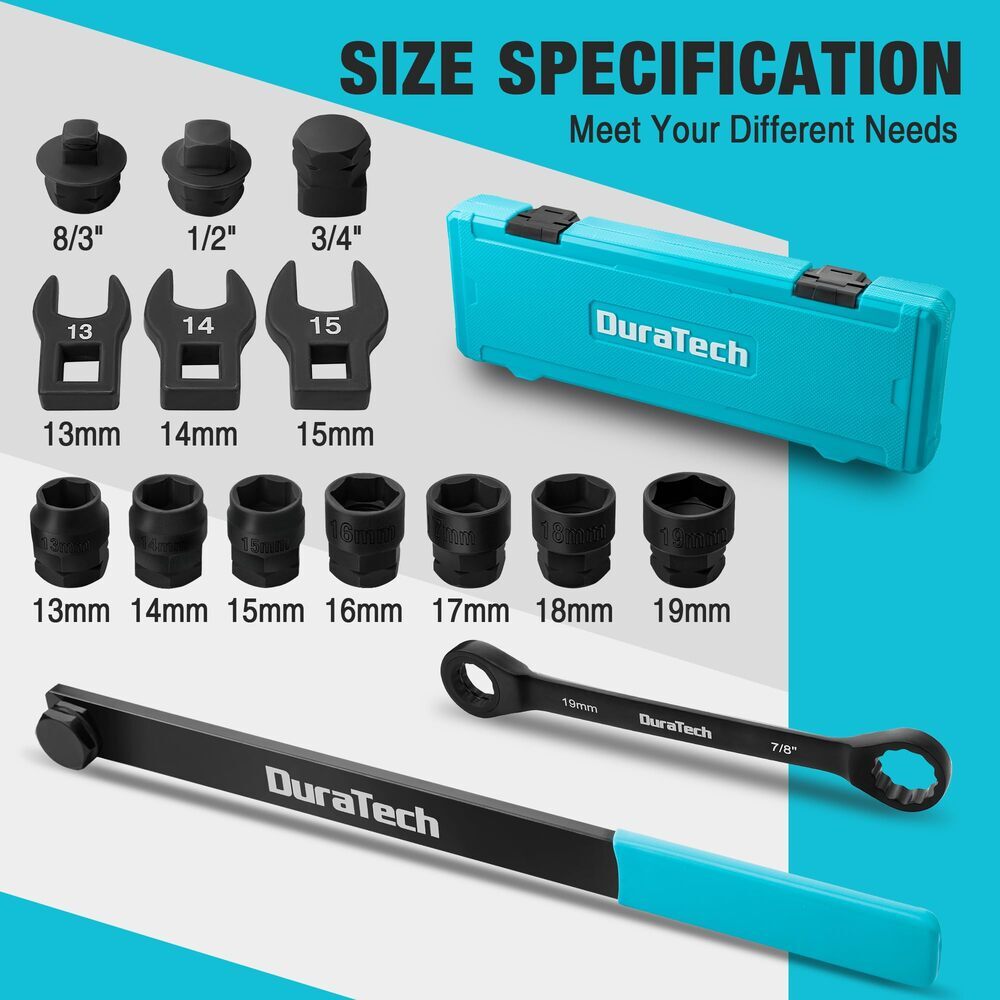 DURATECH Universal Ratcheting Serpentine Belt Tool Set 15PCS Belt Tensioner Tool