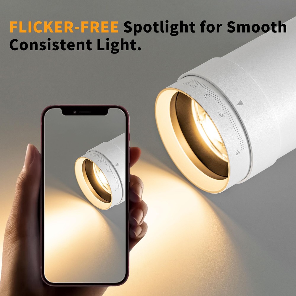White 9W Plug-in LED Zoomable Spotlight with Switch, Adjustable Beam Angle 10...