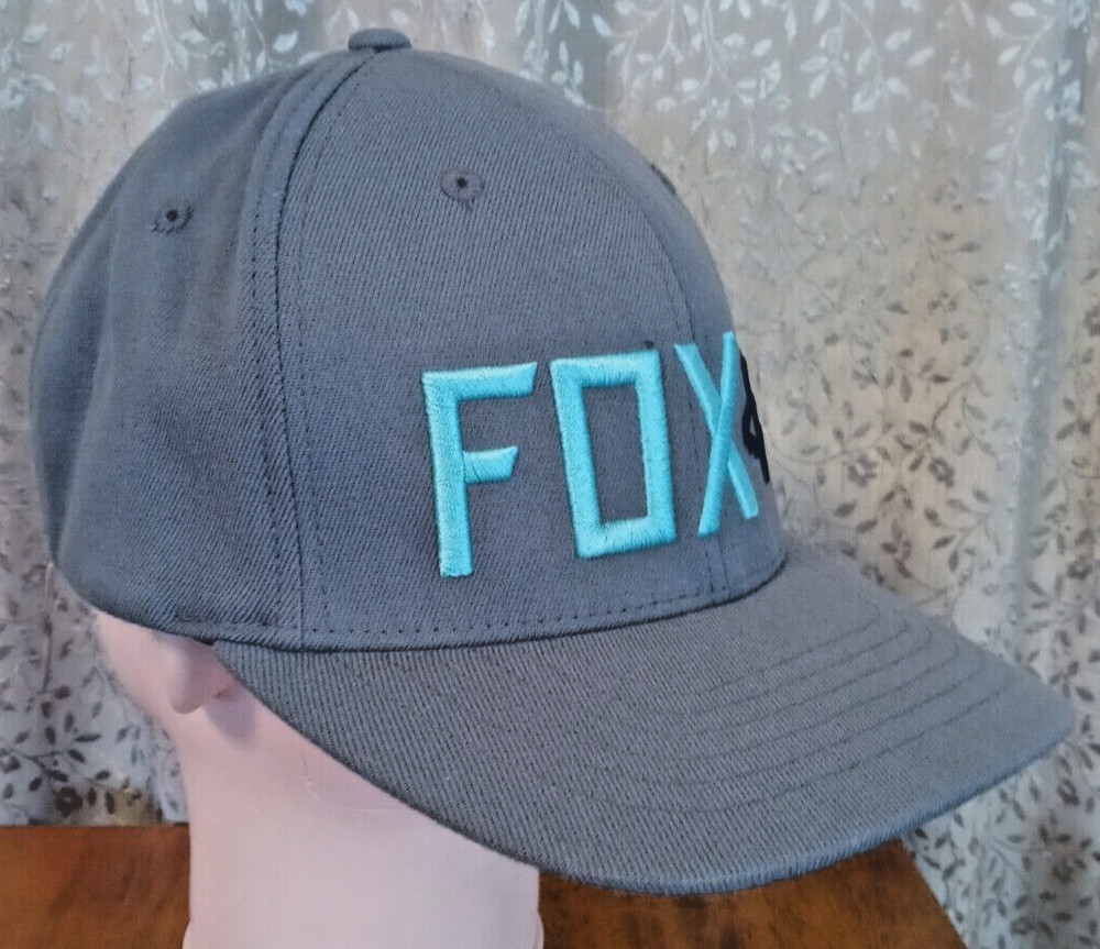 Fox Head Racing Blue & Black Fox Grey Cap Hat Flexfit Size Large-XL