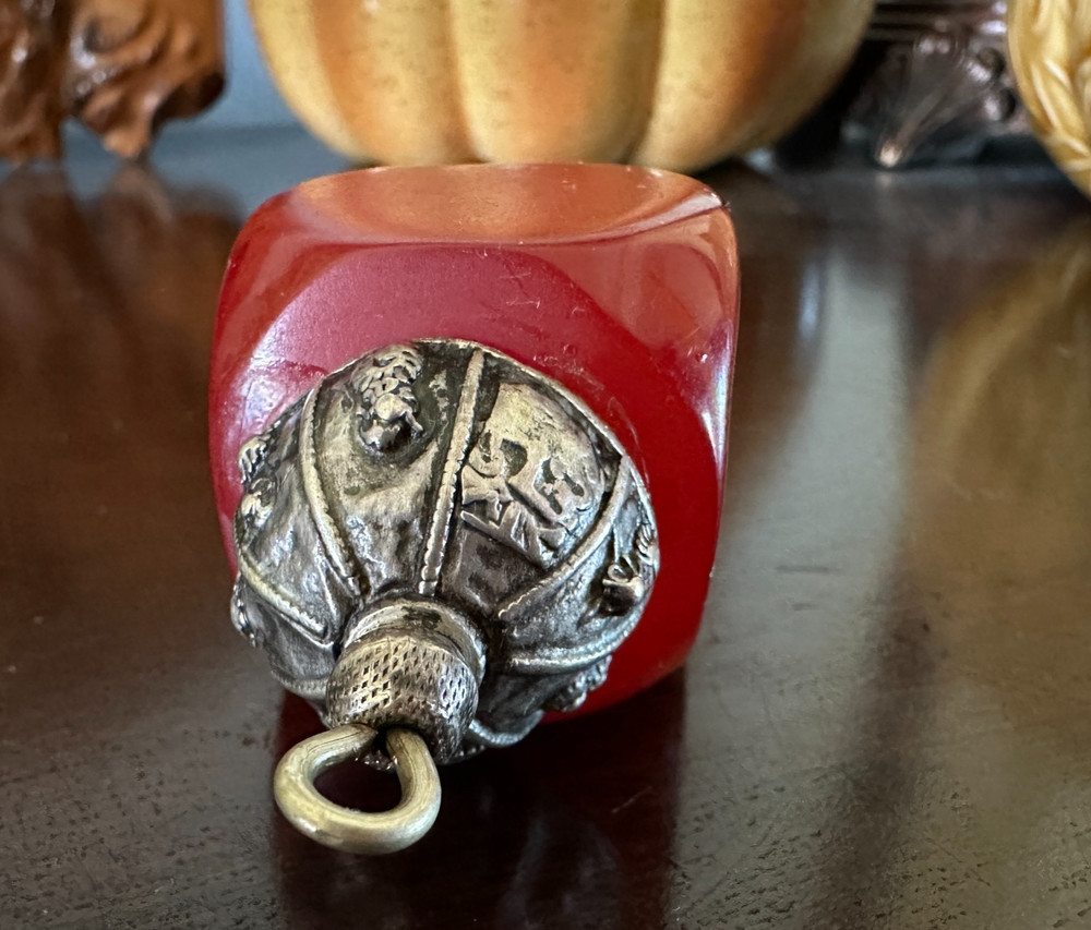 Large Cherry Red Bakelite Dice Shape Bead Pendant 44g