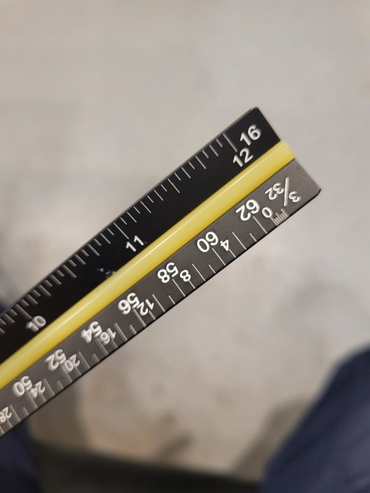 Architectural Scale, 12" Aluminum color coded Triangular Ruler Engineers Rule