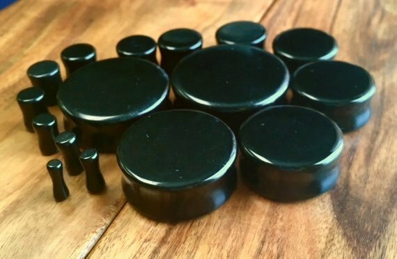 PAIR Black Onyx Organic Stone Plugs Gauges - up to 38mm available!
