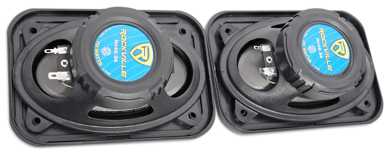 Pair Rockville RV46.3A 4x6" 3-Way Car Speakers 500 Watts/70 Watts RMS CEA Rated