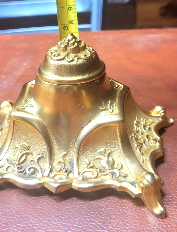 Vintage Brass S K Co. Art Nouveau Inkwell, Roller Blotter,pens - Ornate Etching