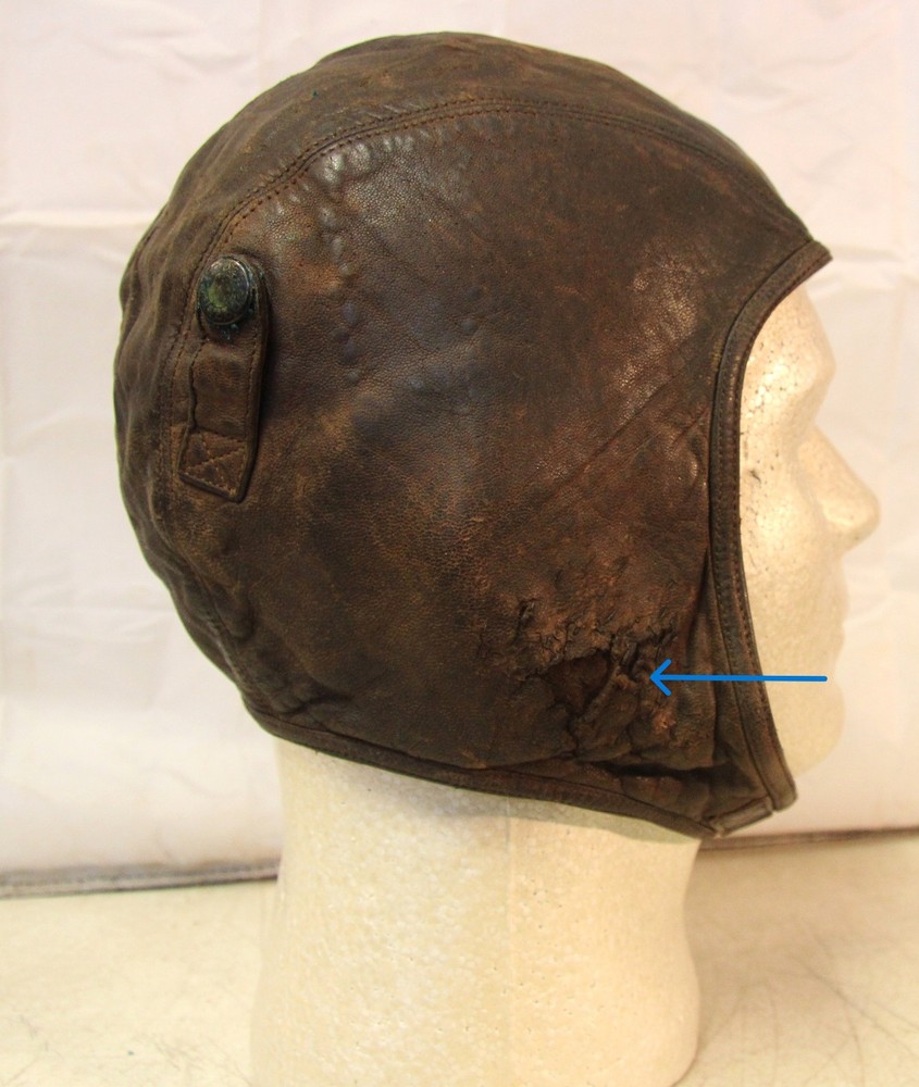 WWII era leather pilot flight helmet
