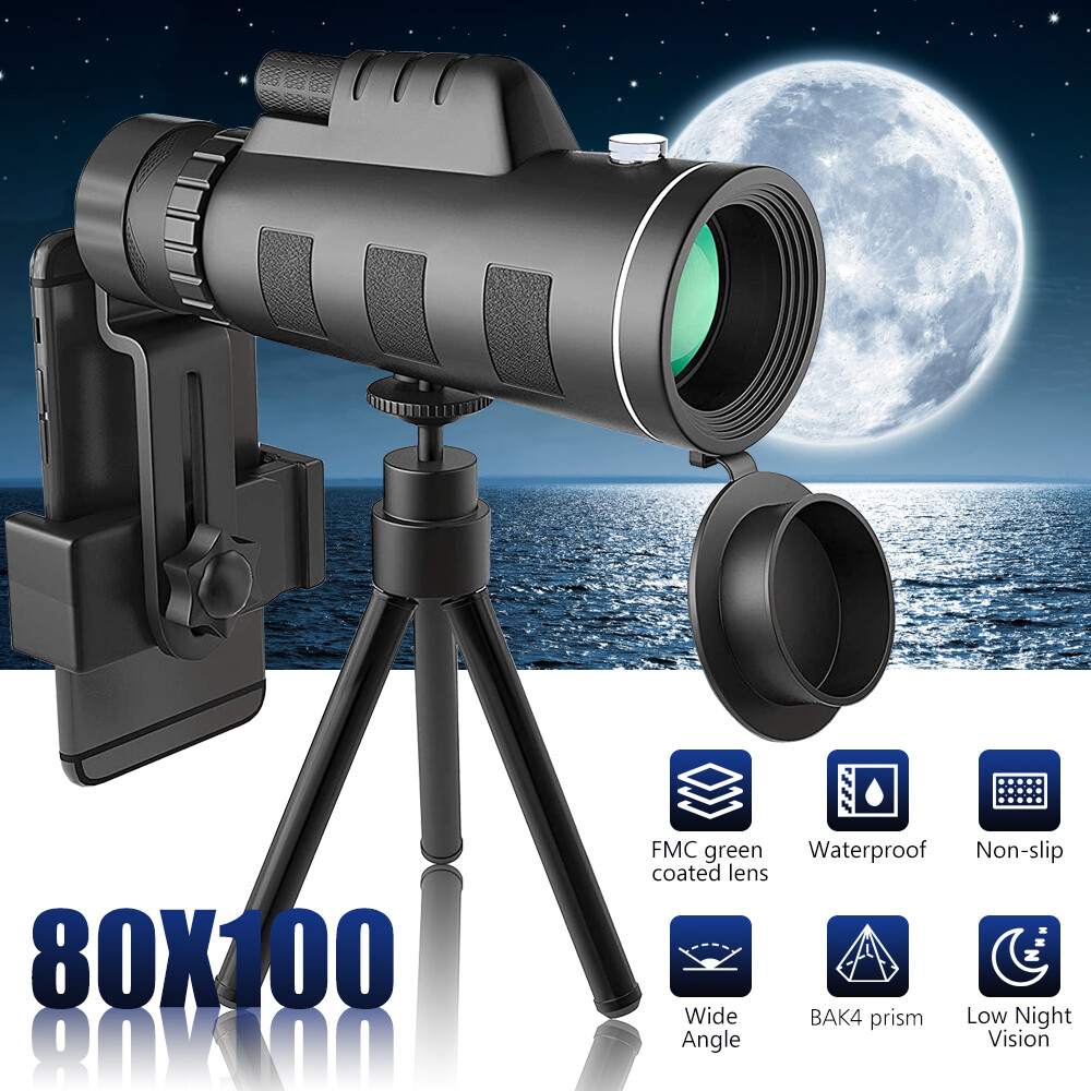 80x100 Zoom Day/Low Night Vision HD Monocular Starscope Monocular Telescope