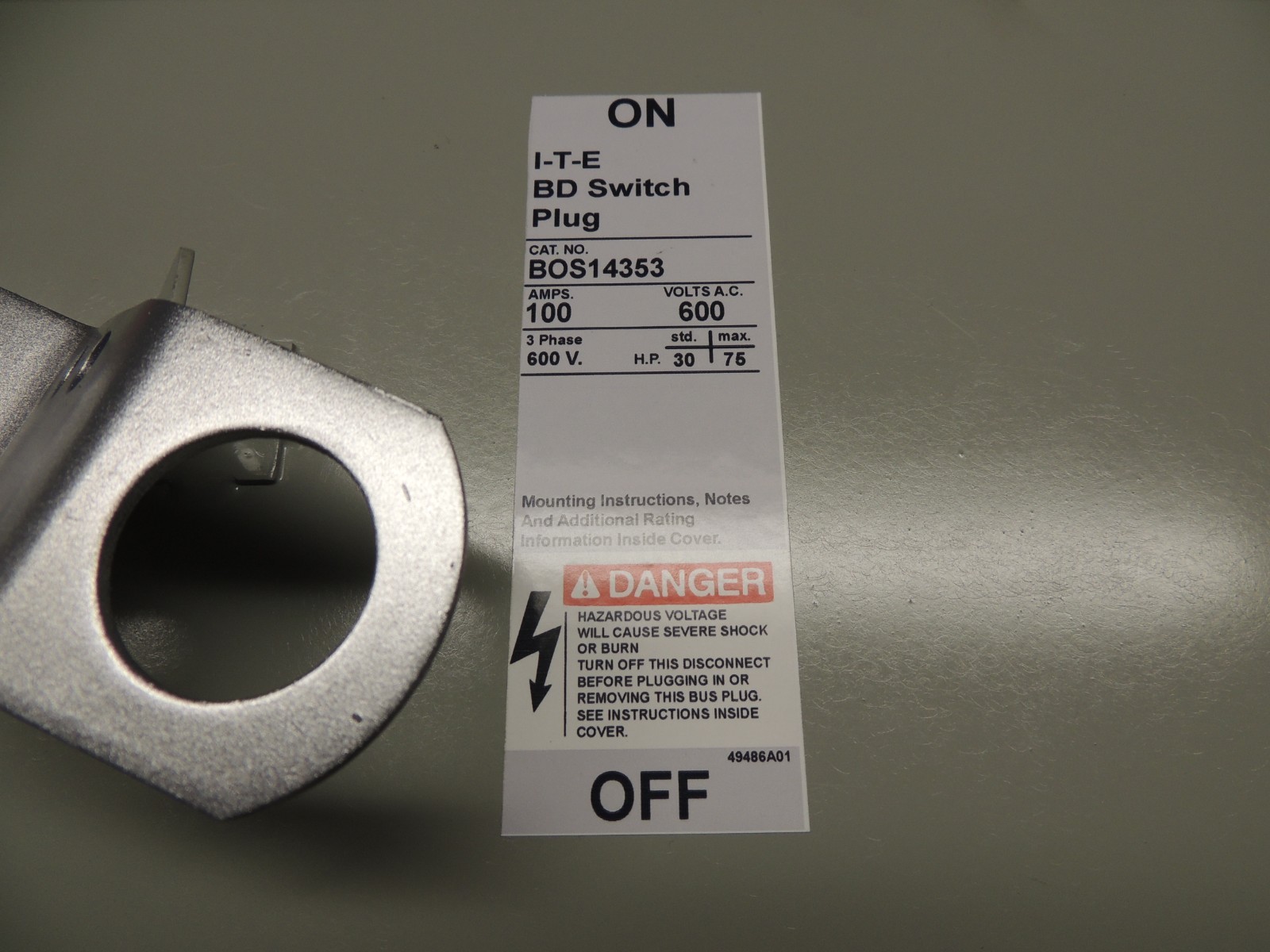 BOS14353 SIEMENS I.T.E. BD SWITCH PLUG, RECON 100 AMP, 600V