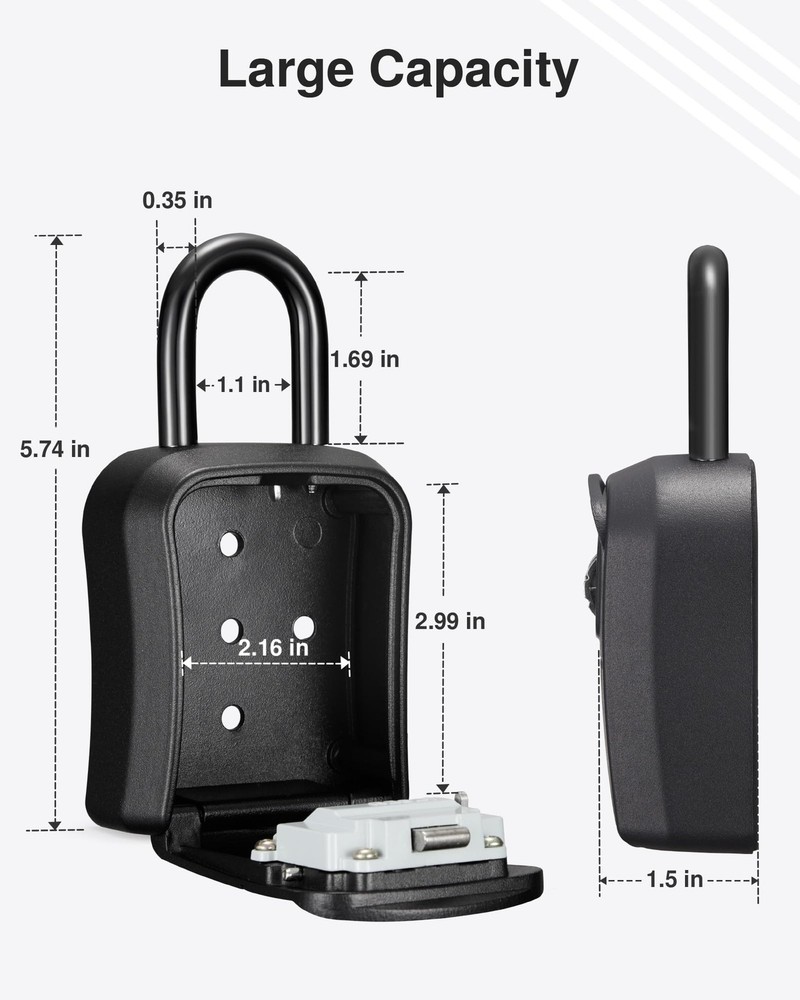Lock Box Combination Key Lock Box Wall-Mounted Portable Storage Lockbox for K...