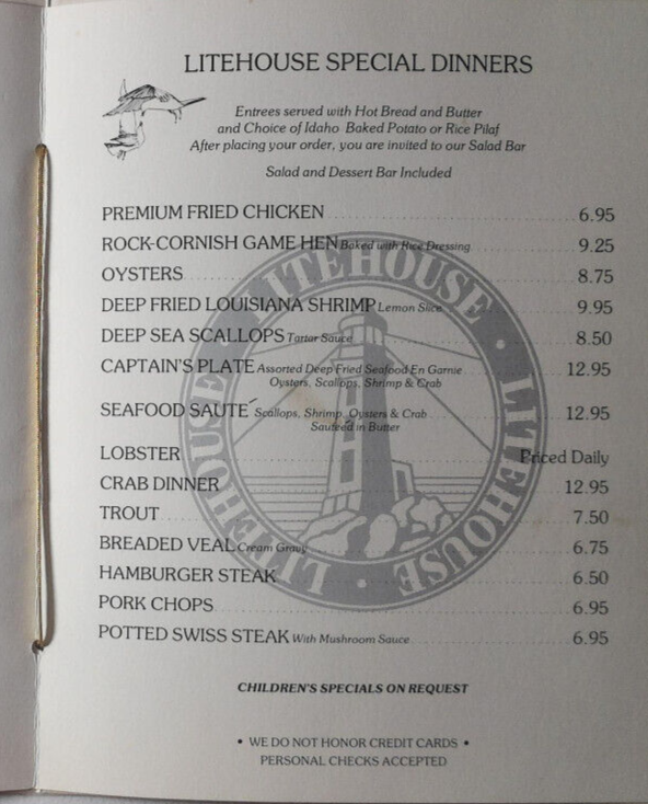 Vintage Litehouse Menu