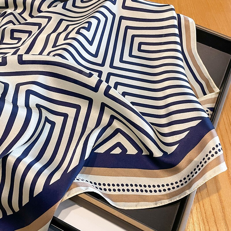 100% Mulberry Silk 27" Square Scarf Women Neckerchief Wrap Fashion Style Striped