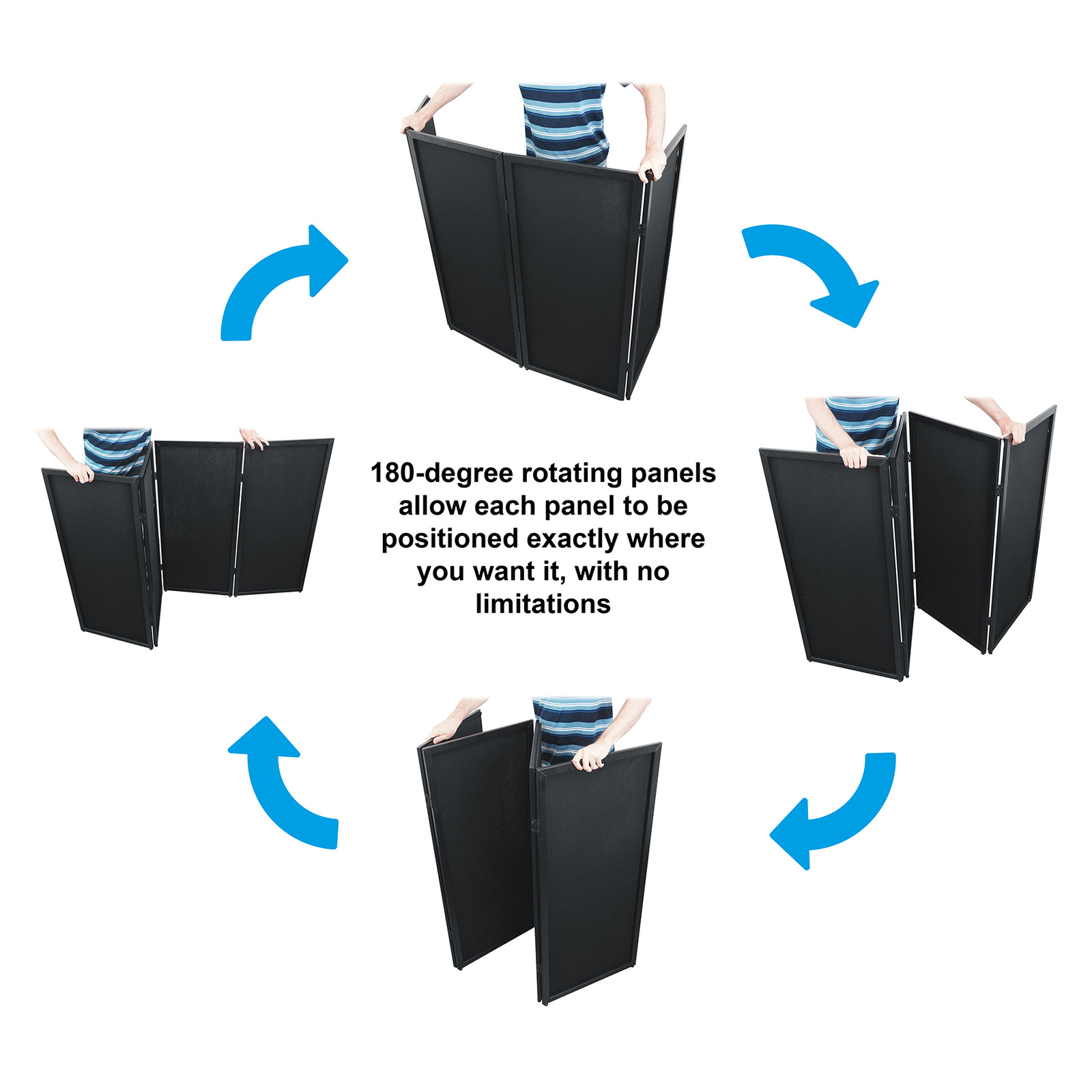 Rockville RFSSB Black DJ Event Facade 80" x 44" Steel Frame Booth+Travel+Scrim