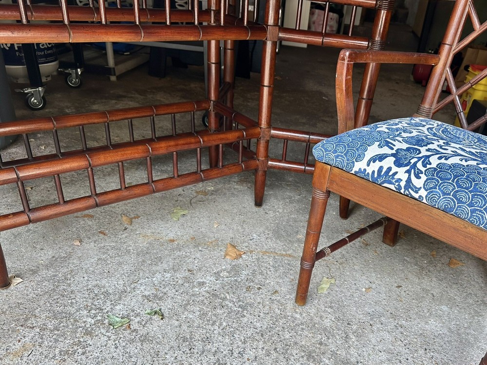 Bamboo Form Base Glass Top Dining Room Table