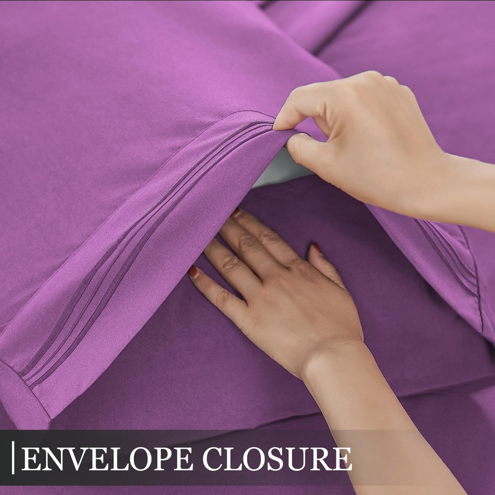 Queen Sheet Set Cooling Sheets Deep Pocket Queen Size Bed Sheets Set, Purple ...