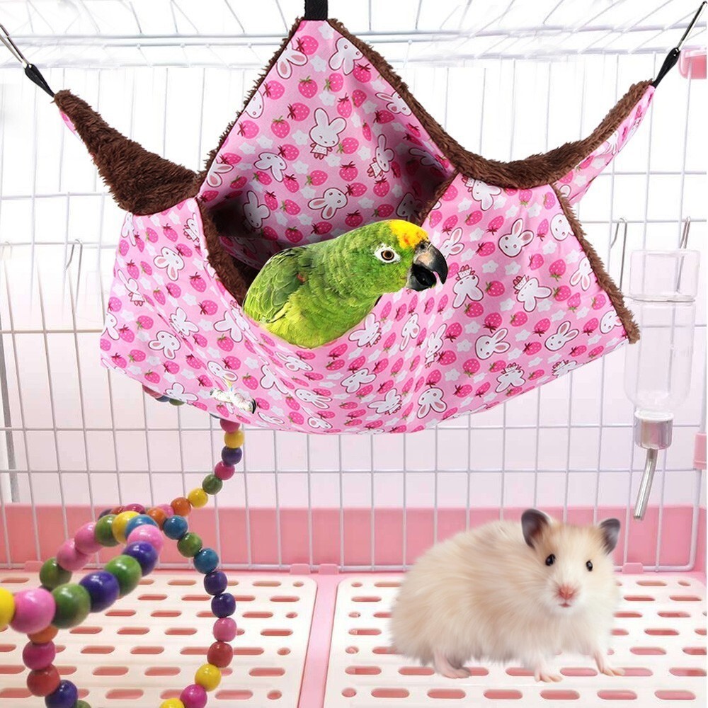 Pink Rabbit Double Layer Interlayer Warm Hammock Hanging Bed House Sleeping Bag