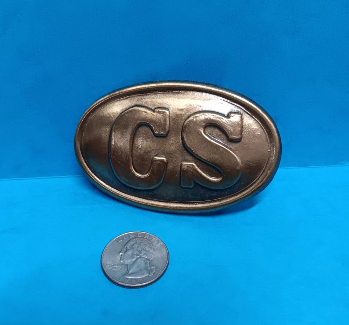 Vintage Civil War CS Brass Belt Buckle ~ Excellent Condition ~ 2" Belt