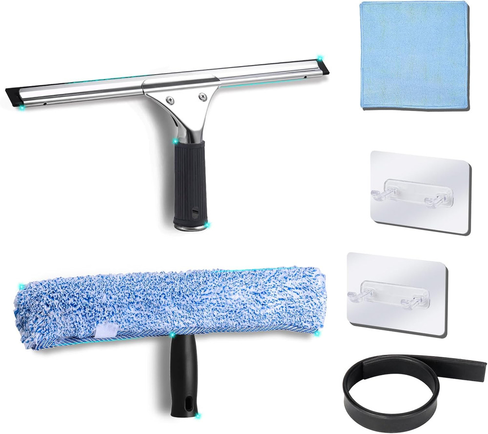 2Pack 14-Inch Multifunctional Rust Proof Window Cleaning Kit. Squeegee for Showe