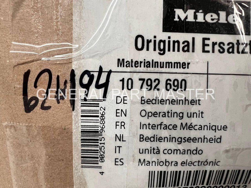 Genuine OEM Miele Operating unit 10792690