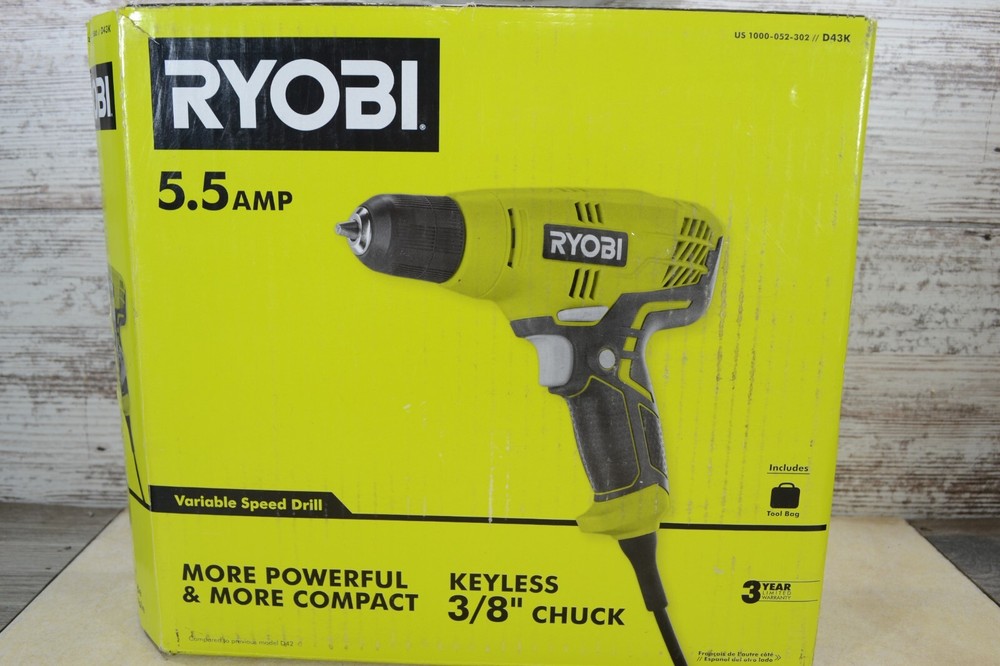 Ryobi D43K Variable Speed 3/8" Compact Drill/Driver Keyless Chuck w/ Tool Bag