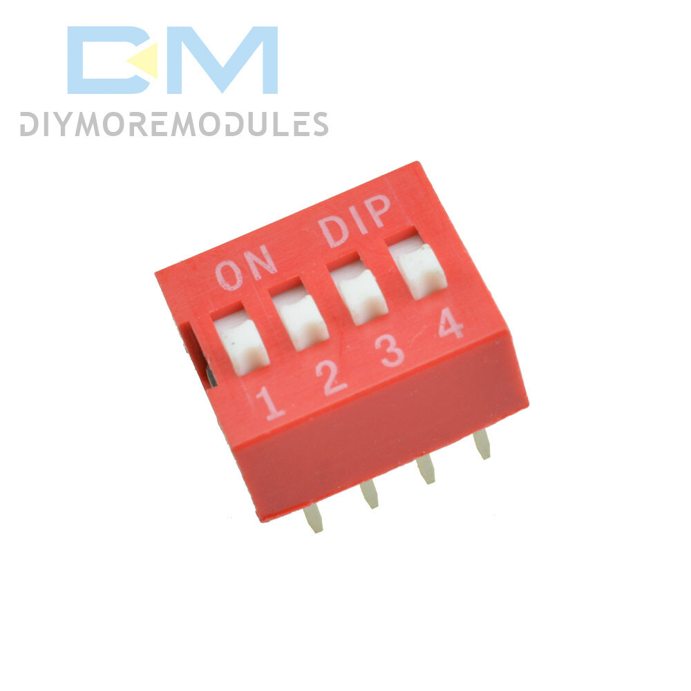 10Pcs Slide Type Switch 2.54mm 4-Bit 4 Position Way DIP Red Pitch Module