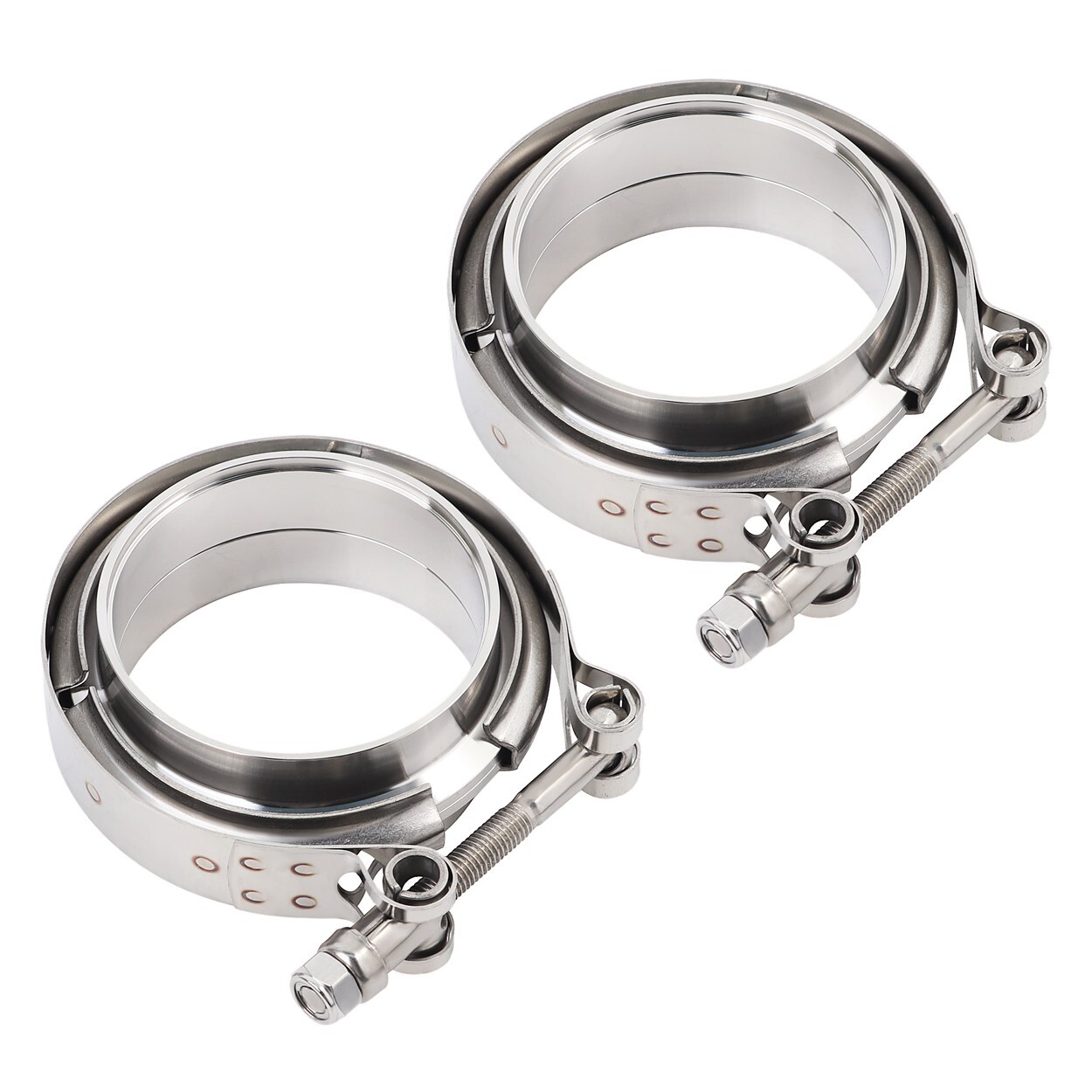 LokoCar 3 Inch V Band Clamp With Flange Male Female Stainless Steel Silver 2Pcs