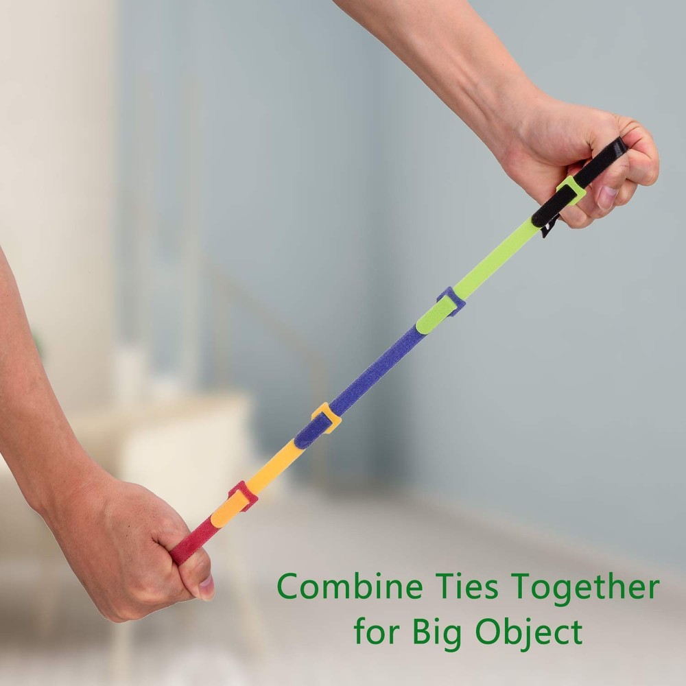 60 Pcs Reusable Fastening Cable Ties Hook and Loop, Multi-Purpose Cable Straps