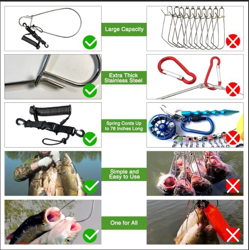 Fish Stringer Clip Large, Fishing Stringer Carry Multiple Large Fish, Quick Rele