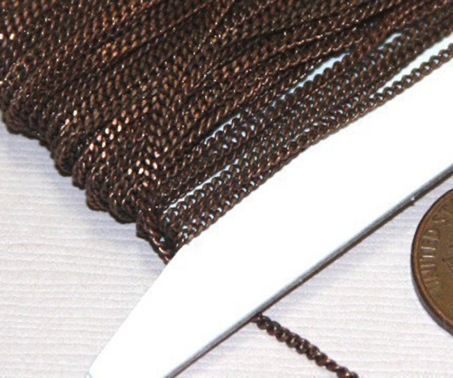 10ft Antiqued Copper Plated Tiny Curb Chain 1.3mm